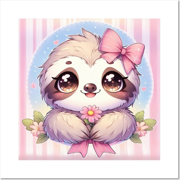 Adorable Kawaii Sloth Wall Art by PhotoSphere